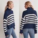 Madewell Sweater Wide Rib Turtleneck Chunky Knit Classic Indigo Stripe S NWT New Photo 1