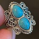 Turquoise stone silver plated ring size 4 Photo 4