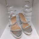 Top Moda NWT  Many Secrets Strappy Chunky Rhinestones Heels in Silver Size 6 Photo 4