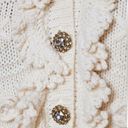 ZARA  NWOT Ruffled Floral Gem Button Down Knit Cardigan Sweater in Ivory Cream Photo 9