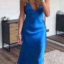 ZARA Dress Cobalt Blue Slip Midi Satin Effect Maxi Wedding Party Photo 0