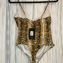 FashioNova Yellow Snake Print Bodysuit Photo 1