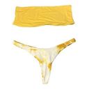 Daisy NWT Dippin 's Honey Marble Tie Dye Bikini Bandeau Thong Golden Yellow XL Photo 0