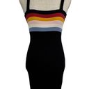 Aeropostale  Seriously Soft Bodycon Dress Womens XS Black Rainbow Stripe Slim Fit Photo 2