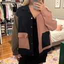 Color Block Corduroy Jacket Pink Size M Photo 0