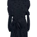 Maje  Satin Black Cold-Shoulder Ruffled Paisley-Jacquard Dress Women's Size 2 Photo 2