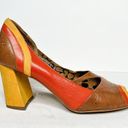 Fly London  Coral Cate Yellow 70’s Vintage Look Leather Heels Peekaboo Toe Sz 10 Photo 1