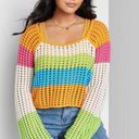 Wild Fable Colorful Striped Crop Top Sweater Photo 0