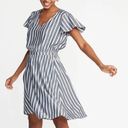 Old Navy  Waist-Defined Short Flutter-Sleeve V Neck Striped Midi Dress Size M Photo 7