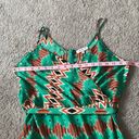 JustFab  Orange & Green Zig Zag V-Neck Tank Dress | Size Medium Photo 11