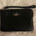 Coach Black Embossed Signature Leather Corner Zip Wristlet EUC Photo 0