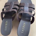 Ralph Lauren Lauren  Sandals Wedge Shoes 9 M Brown  Slip On Peep Toes Platform Photo 12