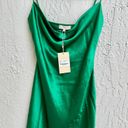 Meshki NWT  Tabitha Cowl Neck Satin Mini Slip Dress Emerald Green Women's Medium Photo 1