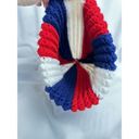 MEN/WOMENS HANDMADE CROCHET CUFFED BEANIE SLOUCHY WITH POMPOM red white blue Photo 3