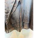 BCBG MaxAzria 100% Silk Short Sleeve Tie Neck Babydoll Blouse Gray Women's Small Photo 4