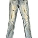 American Eagle  Womens Stretch 8 Long Skinny Distressed Light Wash Denim Jeans Photo 0