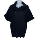 Club Monaco Women's Sweater Small Cowl Neck Merino Wool Black Short Sleeve Photo 0