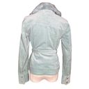 Arden B Womens  Mint Green Rabbit Fur Collar Belted Jacket Rhinestone Buttons Y2K Photo 4