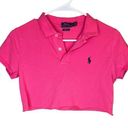 Polo  Ralph Lauren Preppy Pink Collar Skinny Fit Logo Crop Top Small Petite Photo 0