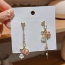 Elegant Flower Dangle Drop Earrings for Women Gold Photo 0