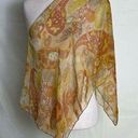 Vintage 60s 70s Hand Rolled Long Silk Scarf Sheer Retro Floral Paisley 41x16 Photo 0