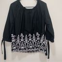 Time And Tru  Black Floral Top Size Medium​ Photo 0