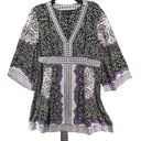 INC  Kimono Dress Womens 14 Purple Black Paisley Silk Chiffon Tie Belt Festival Photo 0