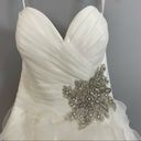 Allure Bridals Wedding Dress Strapless Cascading Tulle Layers Jeweled Beads Gown Size 8 Photo 2