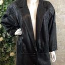 Vtg EREZ 80s Genuine Leather Oversized Coat Jacket Black Animal Print Size Small Photo 0