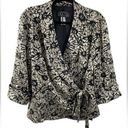 Alex Evenings  Black Cream Floral Jacquard 3/4 Sleeve Wrap Jacket Large/XL Photo 0