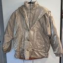 Mulberry  STREET Vintage Women’s Light Gold Shimmer Hooded Puffer Coat Size M Photo 0