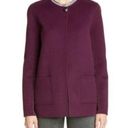 St. John  Double Face Cashmere Wool Blend Jacket Plum Snap Front Coat pockets Photo 0