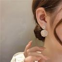 Elegant Flower Dangle Drop Earrings for Women Gold Photo 3