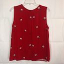 Popsugar  I Red Floral Sleeveless Top 100% Rayon Photo 4