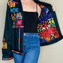 Sandy Starkman Black & Colorful Abstract Mirror Floral Light Jacket Photo 2