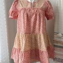 Tuckernuck  Hyacinth House Pink Red White Floral Short Puff Sleeve Mini Dress S Photo 0