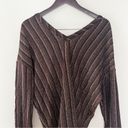 Chaser  Metallic Striped Formal V-neck Blouse Long Sleeves Black/Brown Size Large Photo 8