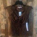 Crave fame NWT Fame women's embroidered brown top size medium (32) Photo 1