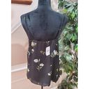 Socialite  Black Floral Scalloped V-Neck Sleeveless Camisole Top Blouse Small Photo 5