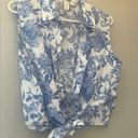 Joie cropped sleeveless top blue purple florals button down collared small Photo 0