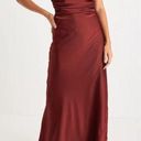 Lulus Lulu’s Effortlessly Sensational Wine Red Satin Black Tie Maxi Dress Photo 0