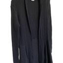 CAbi  Women's Black Ribbed Waterfall Open Front Knit Longline Cardigan L Photo 3