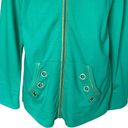 Quacker Factory  Womens Two Piece Set Tank Zip Up Jacket Size M Rhinestones Green Photo 5