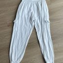 FATE. White Linen Blend Jogger Size Large Relaxed Cargo Pockets Lined Upper Photo 1