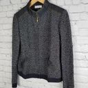 St. John Sport Knit Jacket Small Womens Boucle Full Zip Denim Accents Black Photo 2