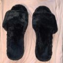 Bamboo Fuzzy Black Platform Slippers Photo 0