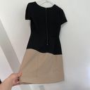 BCBGMAXAZRIA  Hannah Dress Black Tan Brown Colorblock Color Block Fit Flare Mini Photo 9