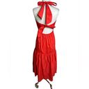 Jason Wu  eyelet scalloped skirt halter midi dress red sz S Photo 1