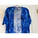 Isaac Mizrahi  Live Blue Summer Floral Short Sleeve Open Front Cardigan Medium Photo 1