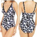 DKNY  NAVY MULTI DOT Mesh-Trim One-Piece Swimsuit Photo 1